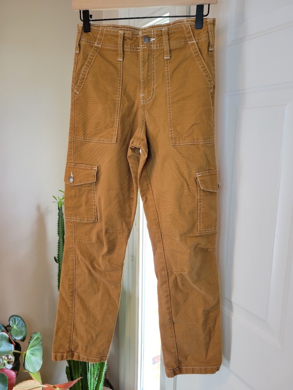 Dickies Roll Cuff Brown Duck Cargo Straight Leg Pants, Womens Size 26R